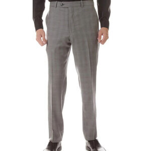 Peter Millar Flynn Mens Suit Dress Pants Wool Flat Front Gray Plaid Size 36 New